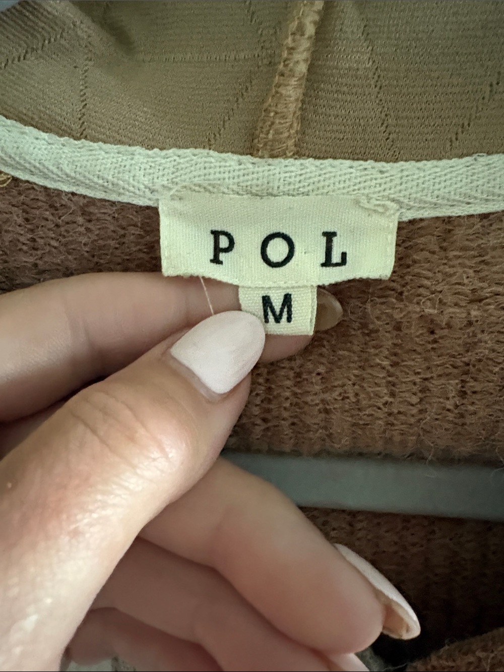 POL Taupe Knit Top with Cream Trim M - Picture 2 of 5